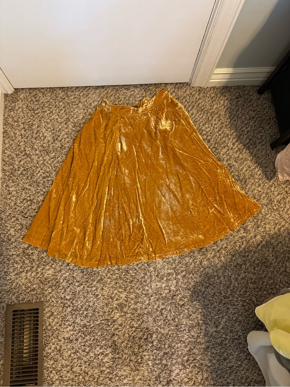 Modcloth Golden Mustard Velvet Circle Skirt